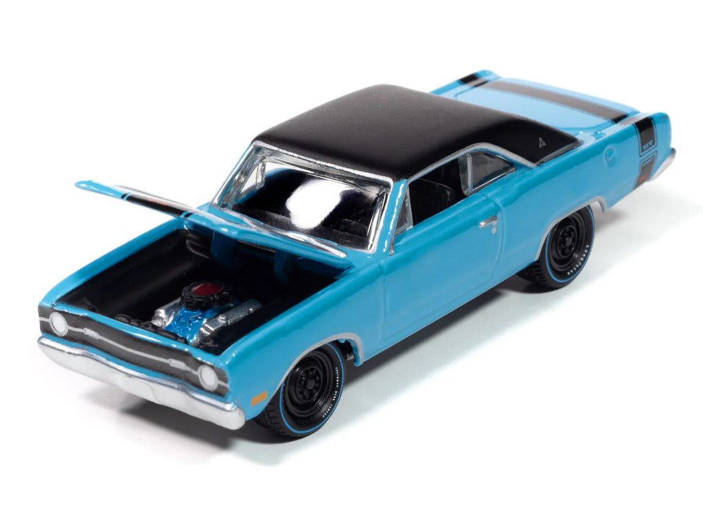 1969 Dodge Dart GTS 340 Blue with Black Top and Stripes "Goodyear Blue Streak" "Pop Culture" 2025 Release 1 1/64 Diecast Model Car by Johnny Lightning