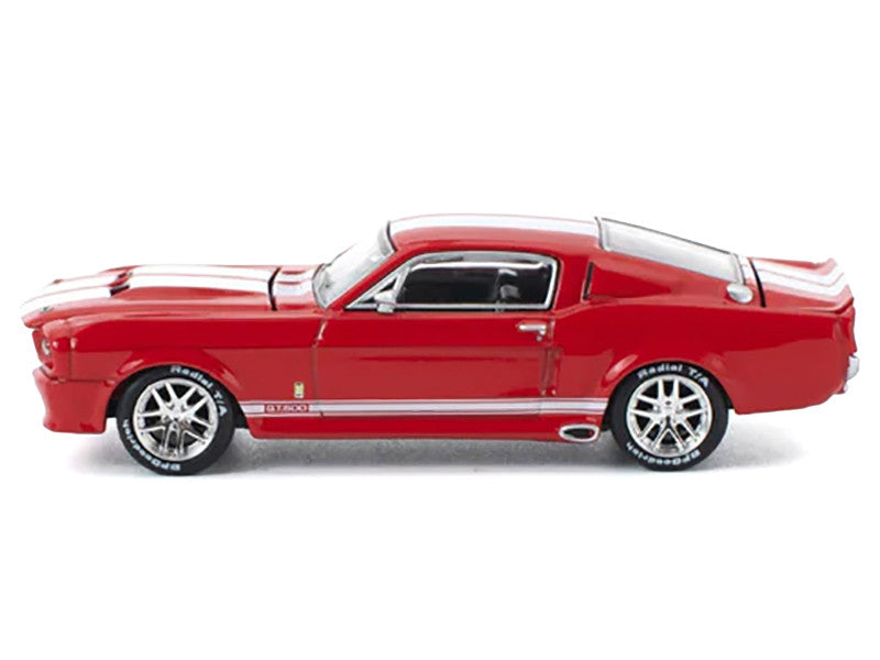 Shelby Mustang GT500 Red Metallic with White Stripes 1/64 Diecast Model Car by Pop Race